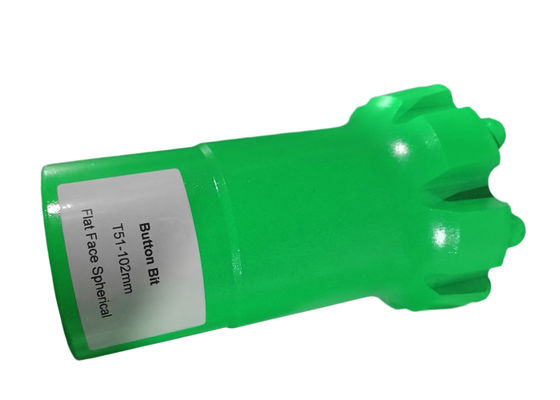 Đầu khoan Hard Rock T51-102mm Mặt phẳng Ren cầu Nút khoan đá cho khai thác mỏ